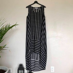 Vernacular Vertical Stripe Hi Lo Dress